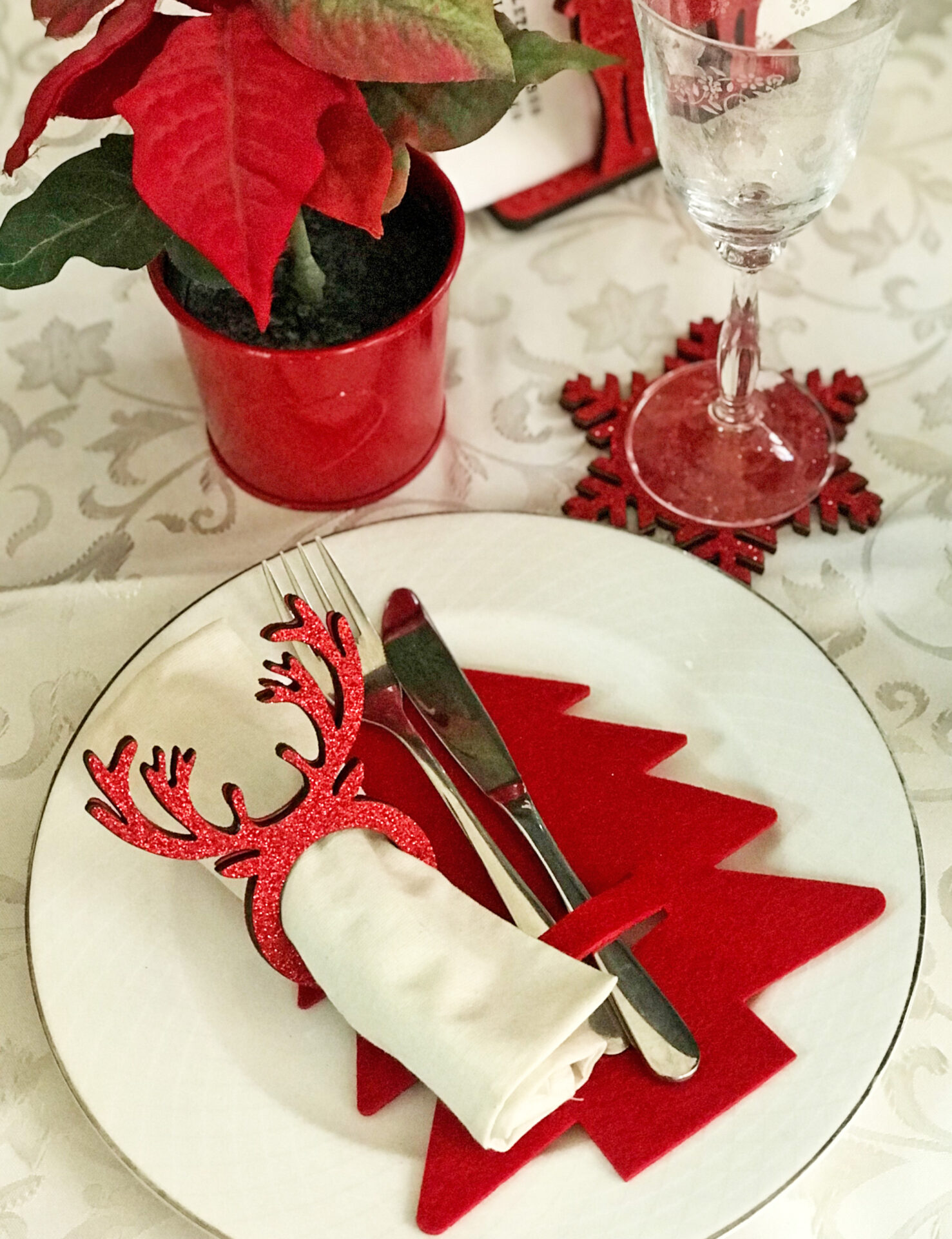 6'lı Kırmızı Keçe Servislik