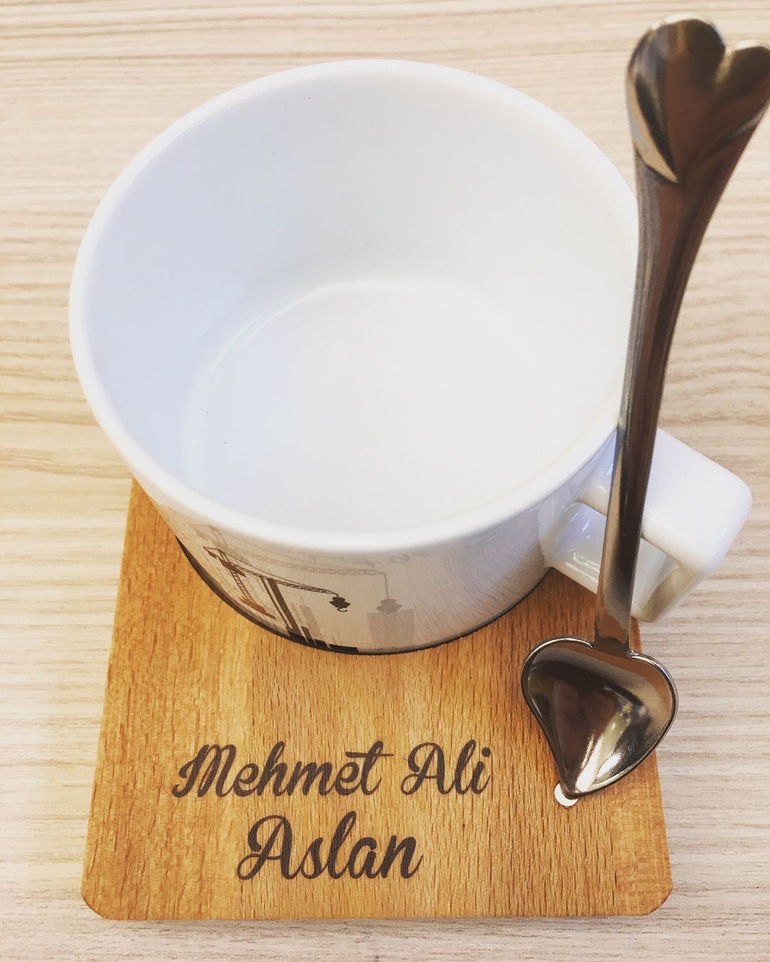 İnşaat Mühendisine Özel Ahşap Altlıklı Fincan Seti