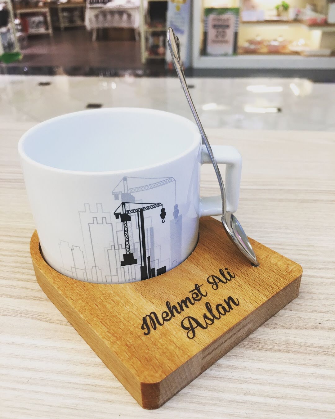İnşaat Mühendisine Özel Ahşap Altlıklı Fincan Seti