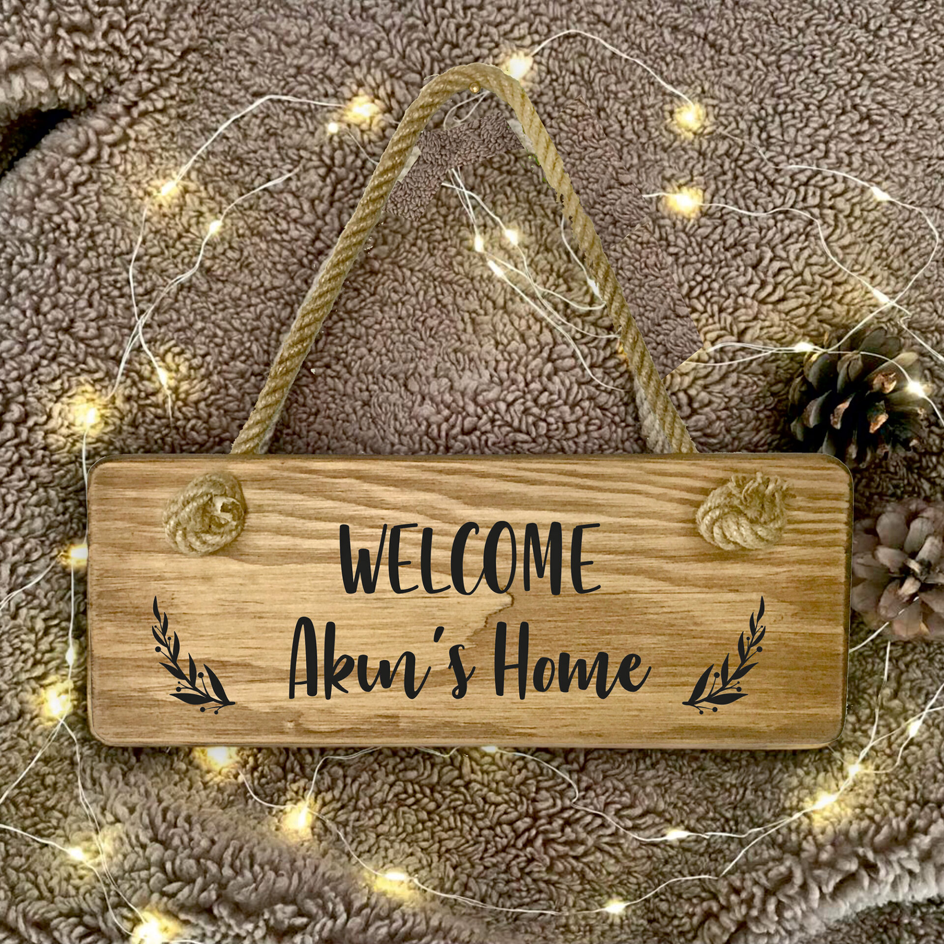 Kişiye Özel Ahşap Kapı Tabelası (Welcome)